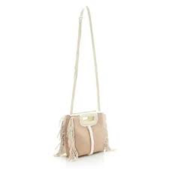 New MAJE NWT SHEEPSKIN SHERPAFRINGE CROSSBODY HANDBAG, NUDE/ NATURAL bag - Picture 3 of 15